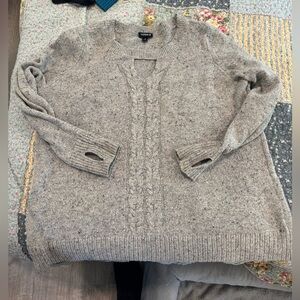 Torrid Heather Gray Cable Knit Sweater with Keyhole Accent 0X